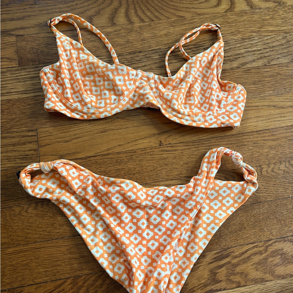 Blackbough Orange and Cream Geometric Bikini